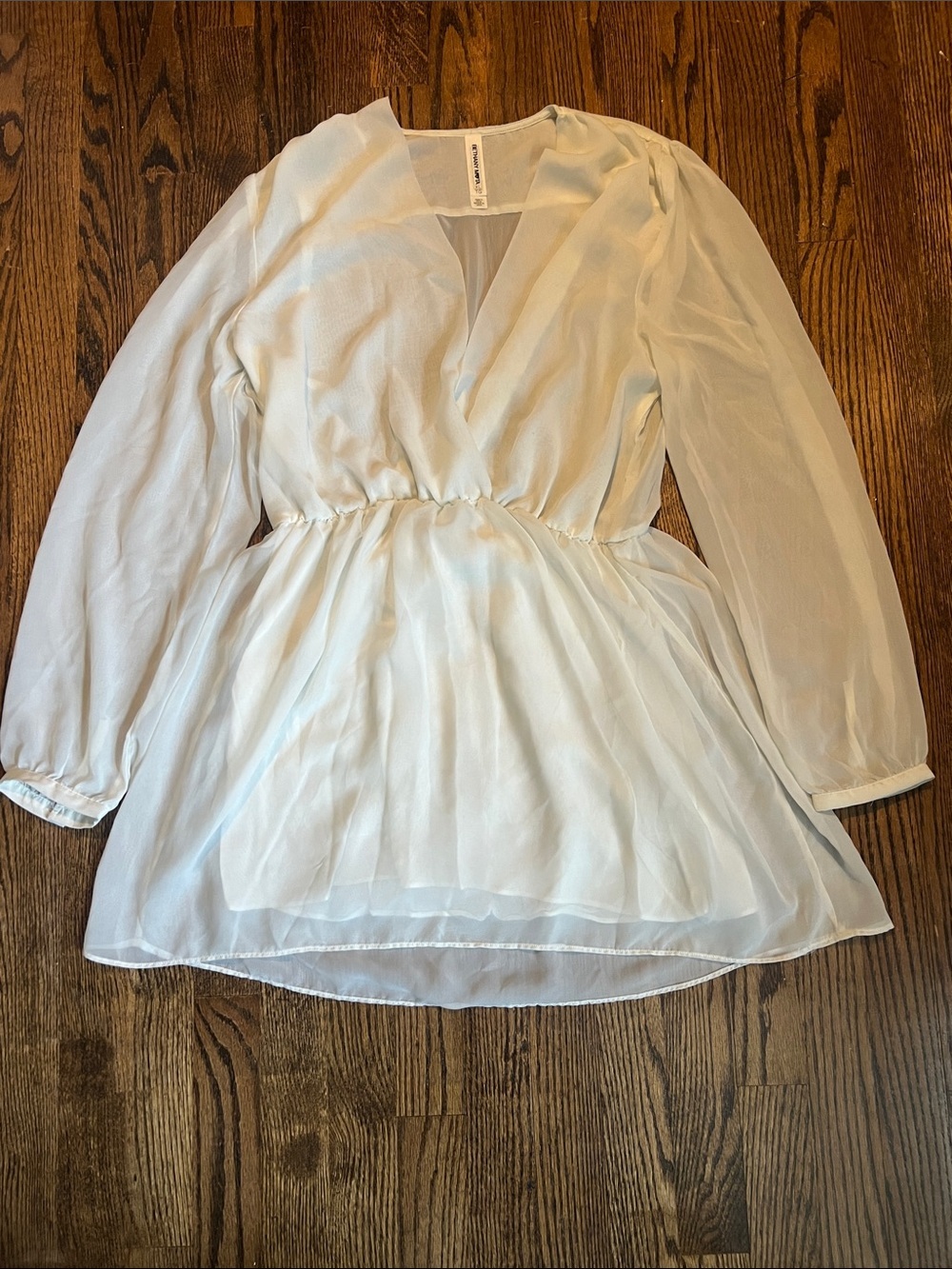 Bethany Mota White Sheer V-Neck Peplum Top